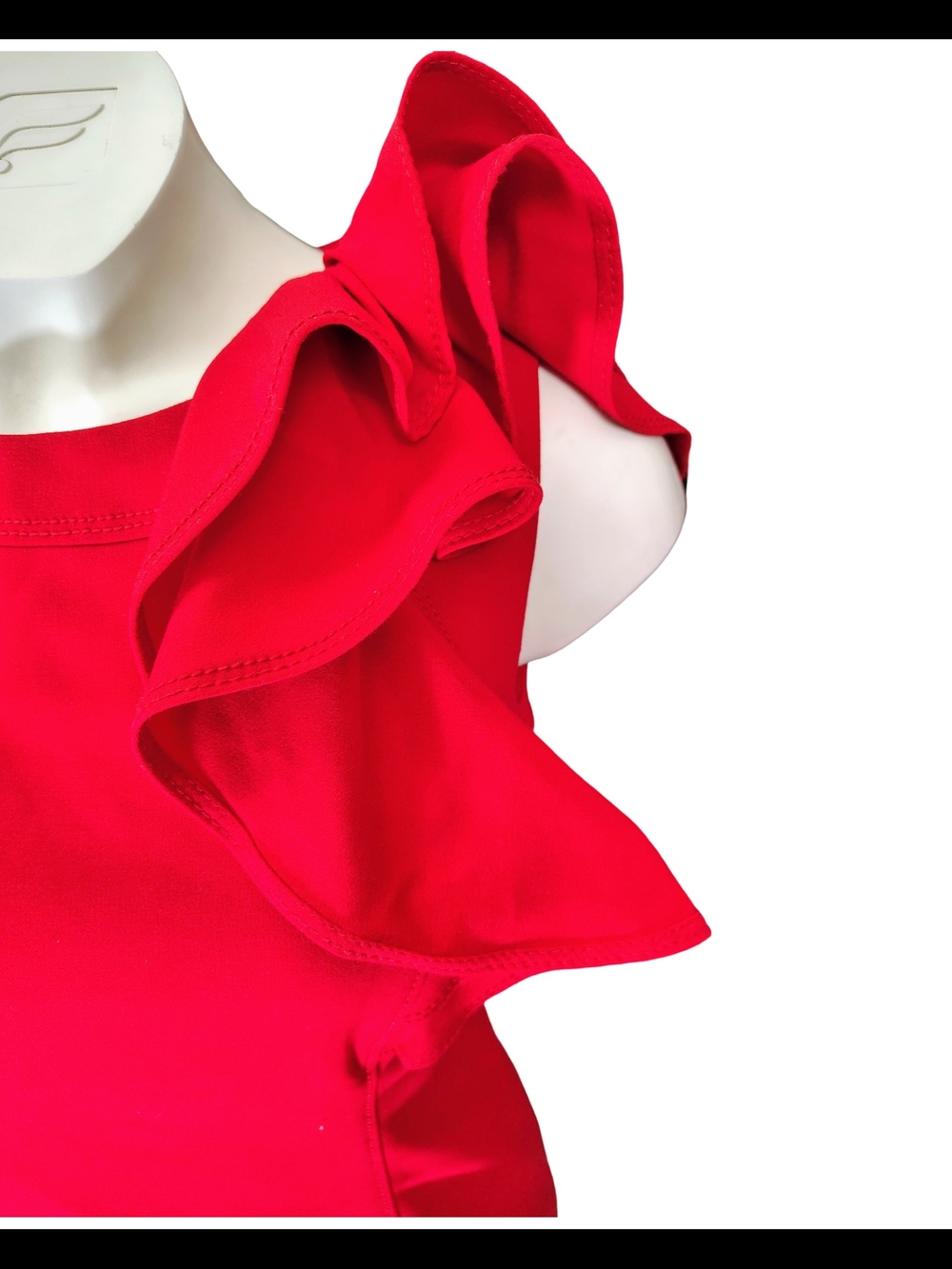 Calvin Klein Red One-Shoulder Ruffle Sheath Dress - Picture 4 of 6